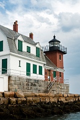 Rockland Breakwater Light on Overcast Day in Summer